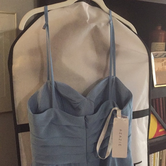 Blue floor length Azazie dress - Picture 3 of 3